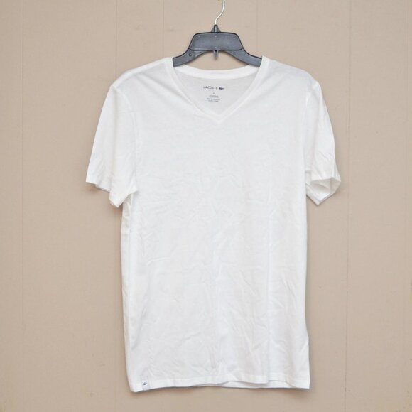 Lacoste Men's 3pc White Undershirt V-Neck - Picture 3 of 4